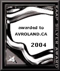 Karl's Avro Arrow Page Silver Award is awarded to AVROLAND.ca - June 13, 2004